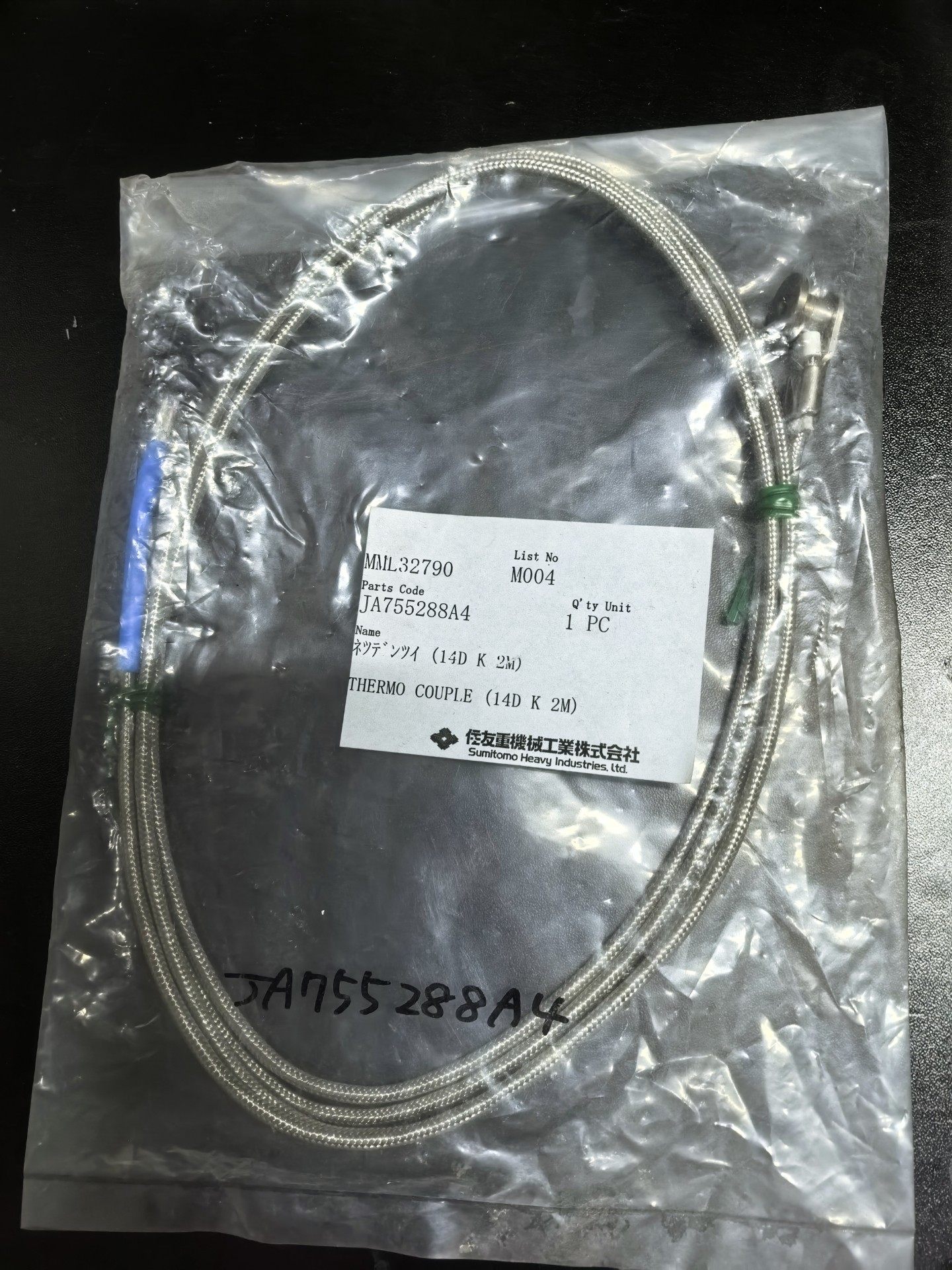 住友原装听诊式热电偶，JA755288A4感温线探头。住友热