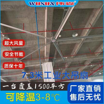 伟森永磁工业大风扇3.3-7.3米车间仓库超大型节能大风扇厂家直发