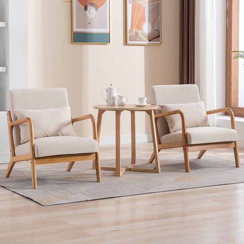 日式卧室阳台网红小户型客厅原木懒人双人椅子单人小沙发茶几组合