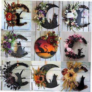 Halloween Moon Cat garland door hanging decora festive witch