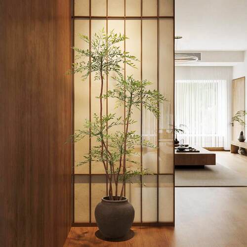 彷真绿色植物室内客厅南天竹假树彷生植物高级新中式落地盆栽装饰