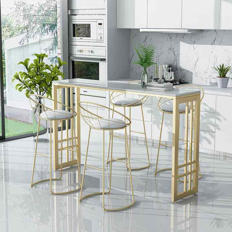 北欧吧台桌椅小户型咖啡馆奶茶店 岩板吧台桌椅客厅靠墙高脚桌