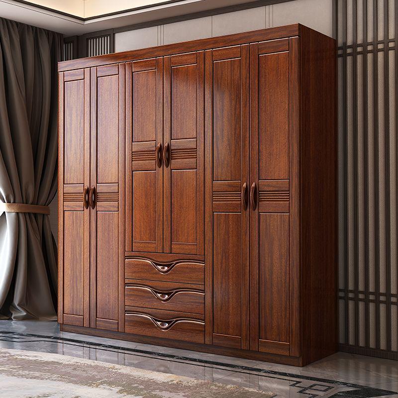 实木胡桃木家用卧室衣柜大容量全实木出租屋经济型衣橱家具储物柜