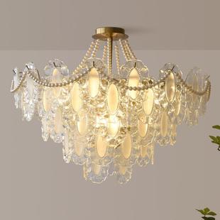 客厅吊灯法式 轻现649代简浪约网红水晶主创意温馨漫房室间卧灯具