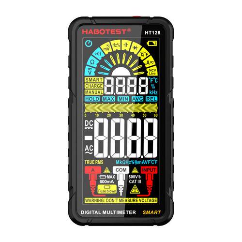 华博 HT128&HT129彩色显示全屏万用表/电容/电阻/频率/温度/NCV