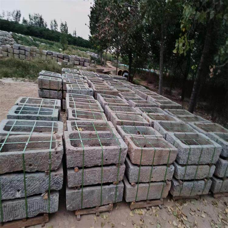 厂家直销老牛槽酒店流水摆件古色古香韵味十足景观摆台古旧老石槽
