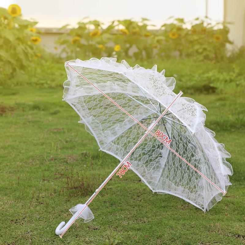新款直销白色蕾丝伞公主洋伞婚礼婚纱女拍照摄影道具装饰成人花边