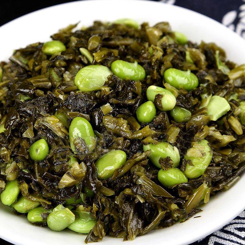 新品宁波特产毛豆雪菜68g开袋即食下饭菜鄞州雪菜咸菜农家阿婆菜