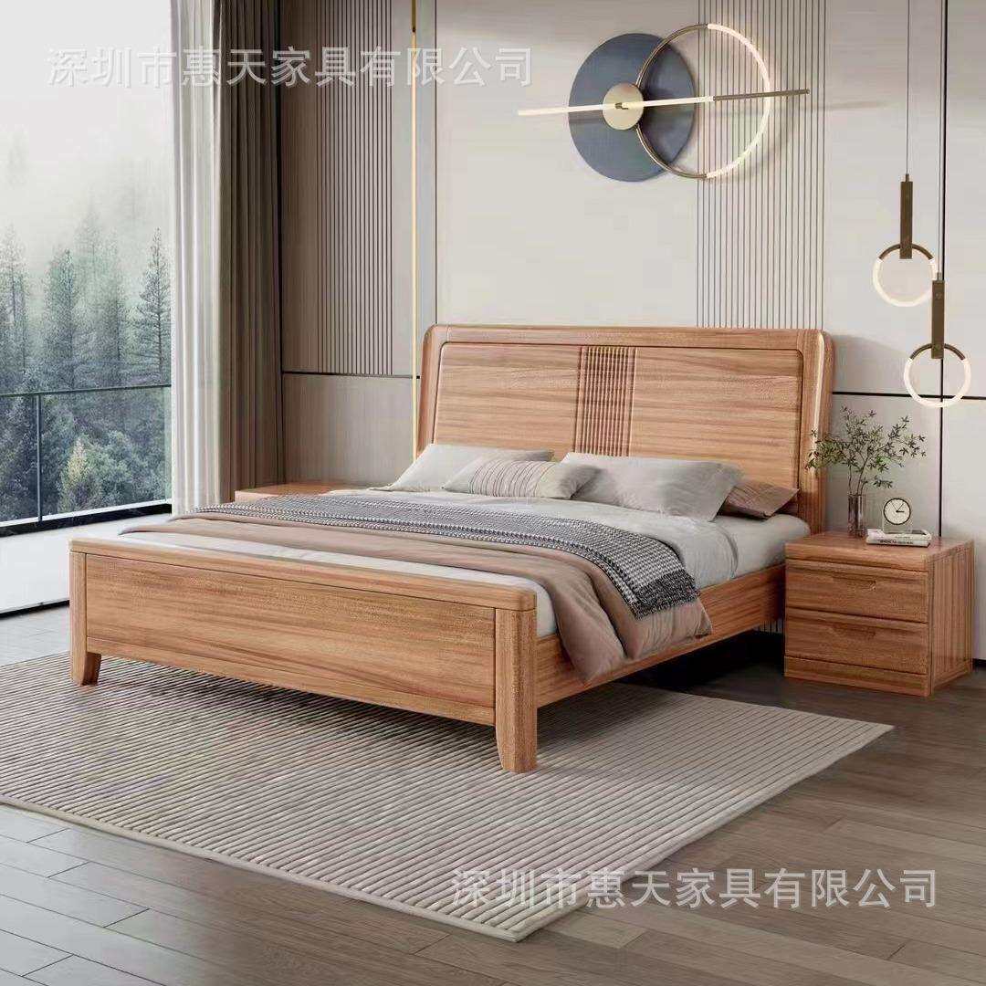 木蜡油成品床现代简约实木床1.8米双人床卧室家具实木木蜡油工艺