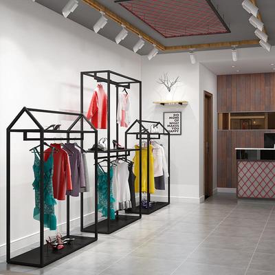 铁艺服装店展示架落地式双层挂衣架男女装店铺货架陈列架衣服架子