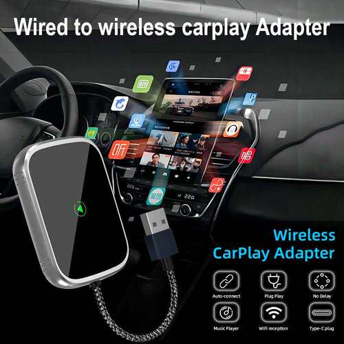 跨境carplay盒原车有线转无线2in1carplay/安卓auto互联配转接器