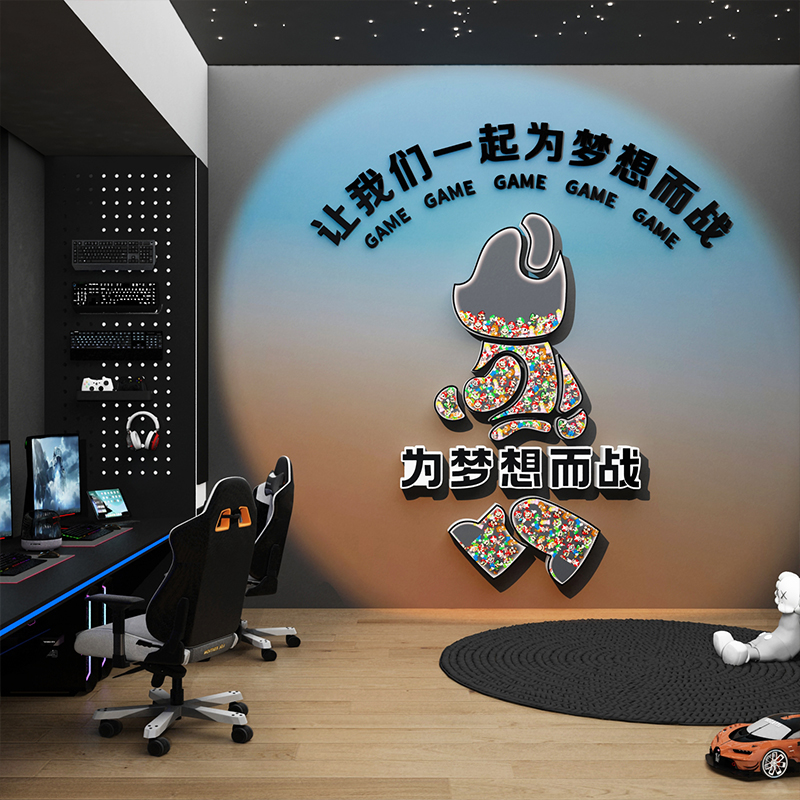 网红电竞房间布置主题酒店墙面装饰网吧咖海报创意公仔挂画贴纸