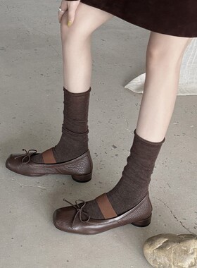 【意大利】René Vanvilla舒适拉满?粗跟2.5cm 方头浅口玛丽珍鞋