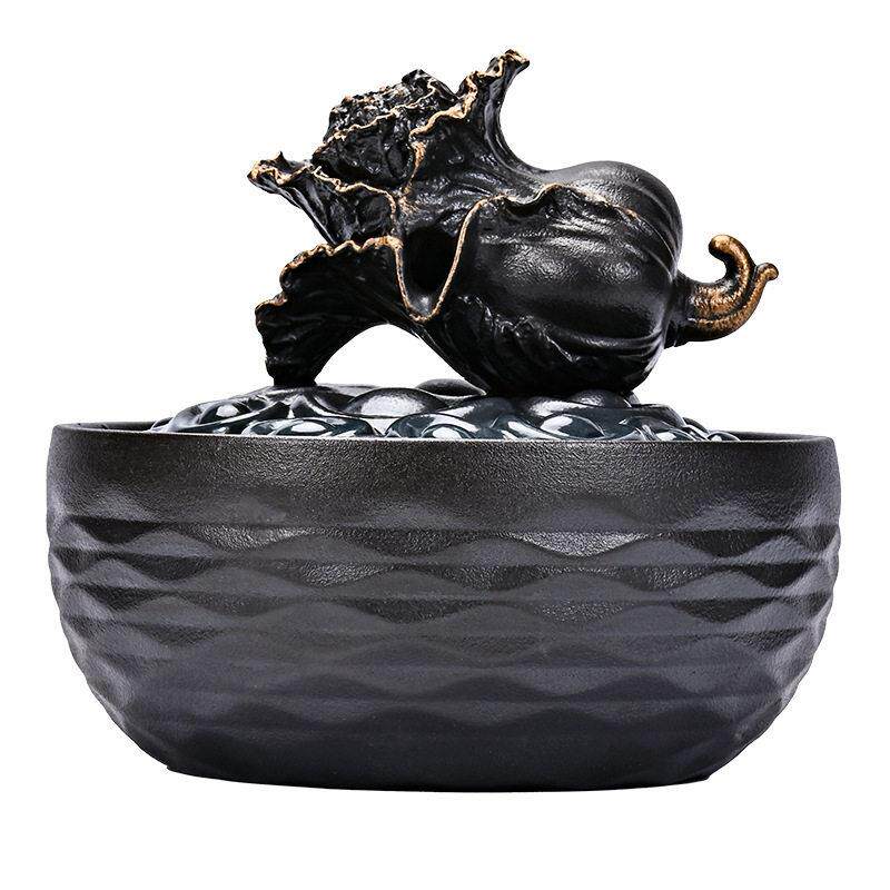 陶瓷流水摆件循环水公桌茶台招财开业装饰品中式喷泉百财流水器
