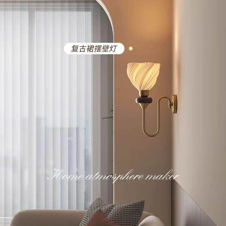 中古裙摆57壁灯墙油灯客厅玄法关装饰壁楼梯氛围奶式复古卧室灯床