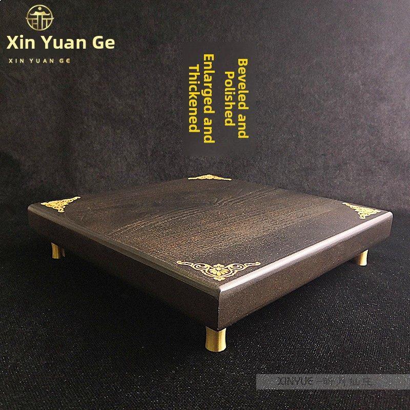 高底檀木雕刻实铜腿匹秀麒麟胡桃实木工艺品佛像奇石底座摆件