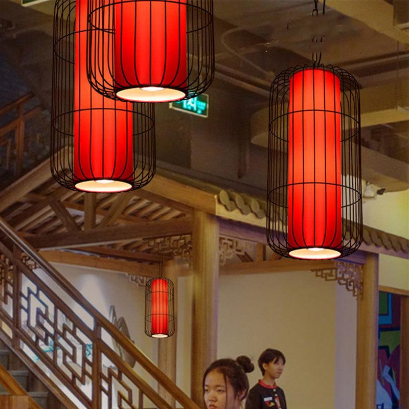 新款直销中式火锅店带射灯饭店酒茶楼卡座过道红色中国风铁艺灯笼