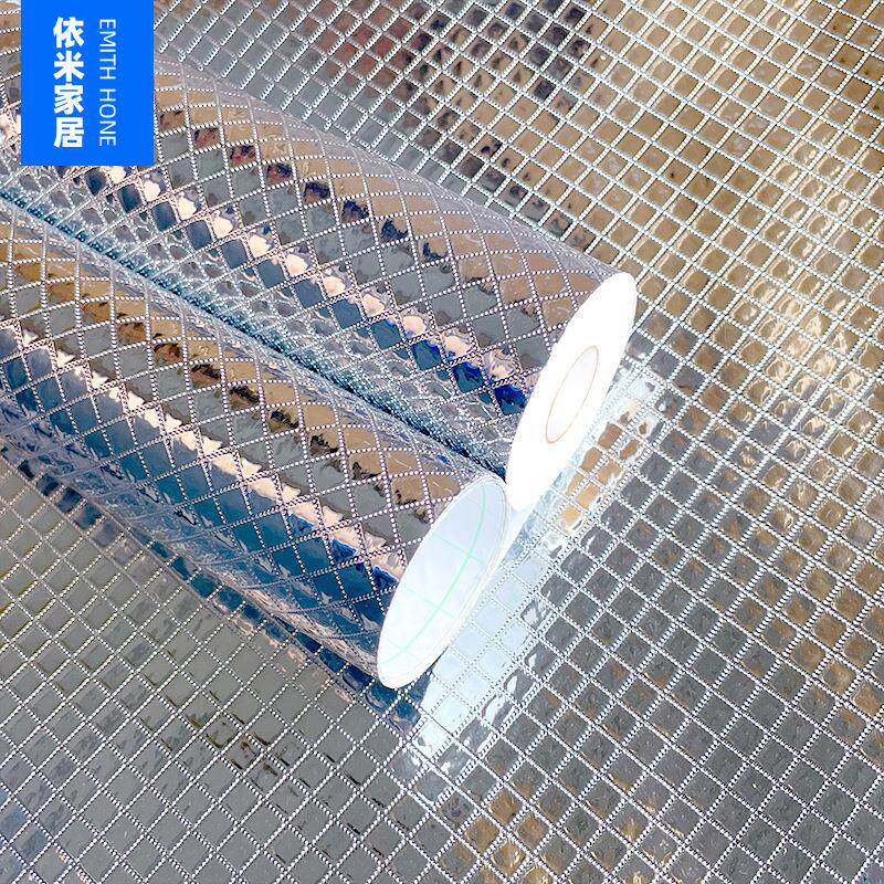 新款直销银色格子防油贴厨房自粘墙纸耐高温防水防潮墙贴灶台防污