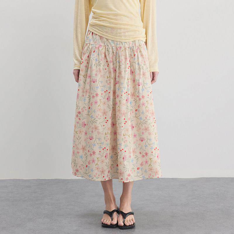 BZXO小众设计碎花裙女夏季新款高腰显瘦海边度假风a字长裙半身裙