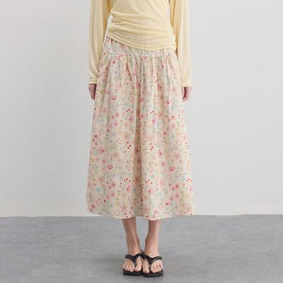 BZXO小众设计碎花裙女夏季新款高腰显瘦海边度假风a字长裙半身裙