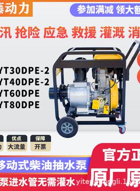 伊藤动力移动式手推车柴油机抽水泵带轮子电启动3寸4寸YT40DPE-2