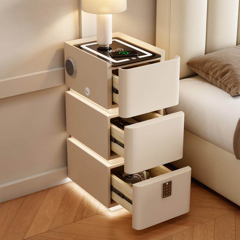 超#ph-xfg窄智悬浮床头柜实型木简约现代室奶油风能小床边三层柜