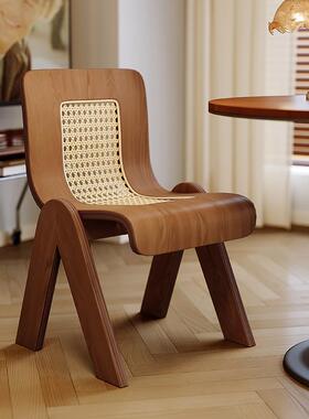 中古C椅家椅藤餐椅实木编NB61 NB6椅子高级休闲洽谈靠背法式用复