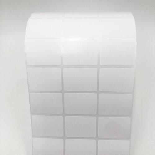 新款直销铜版纸不干胶35*25*5000张横版三排碳带打印二维码标签纸
