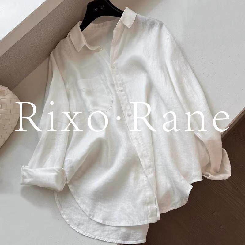法国Rixo Rane 宝藏推荐⭐亚麻白色衬衫女夏季宽松显瘦薄防晒上衣