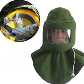 打磨防尘喷砂喷漆通风弯玻璃大头帽防溅风沙头套帽面罩风帽披肩帽