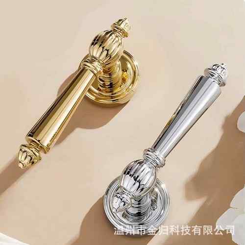 法式门锁室内拉丝金复古把手奶油风静音锁体磁吸家用木门门锁