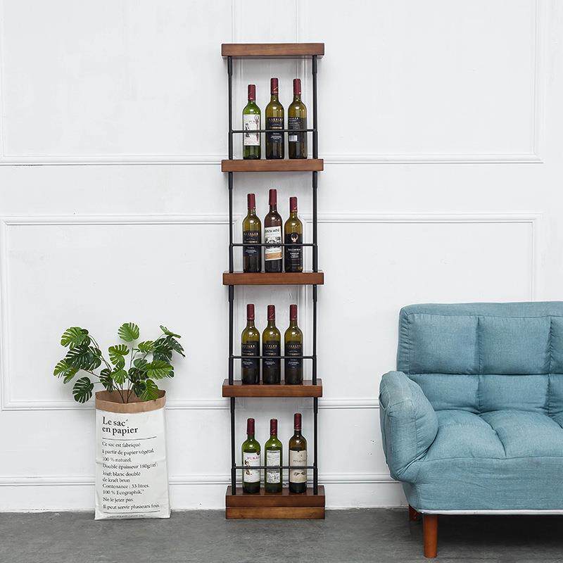 酒吧柱子装饰酒架屏风隔断餐厅实木墙上发光红酒架展示架置物架