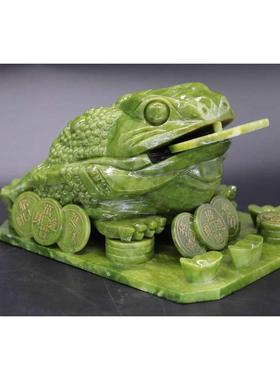 天然南玉三脚金蟾摆件工艺品玉雕开业礼品家居装饰