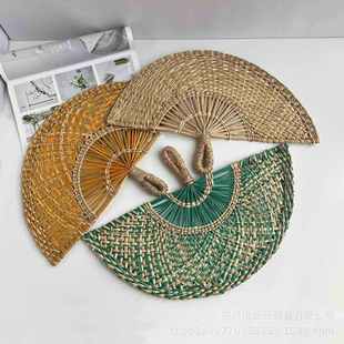 饰扇夏天手摇扇蒲扇批发 越南草编扇手工海草扇墙面挂扇彩色装