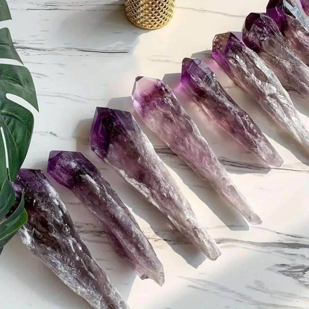 乌拉圭天然紫水晶权杖骸骨骨干紫晶石原石原皮矿石水晶工艺品摆件