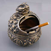 聚宝盆烟灰缸金属创意个性 大号烟缸 防风带盖防摔客厅茶几时尚