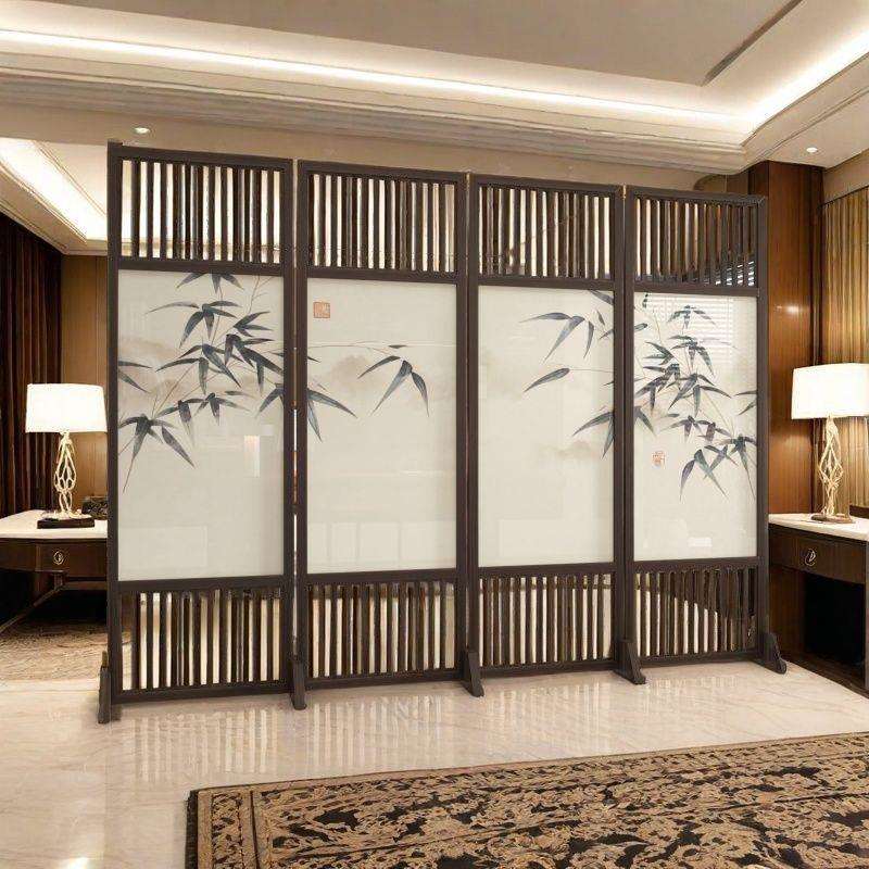 新中式实木高档隔断屏风折叠移动遮挡办公室酒店
