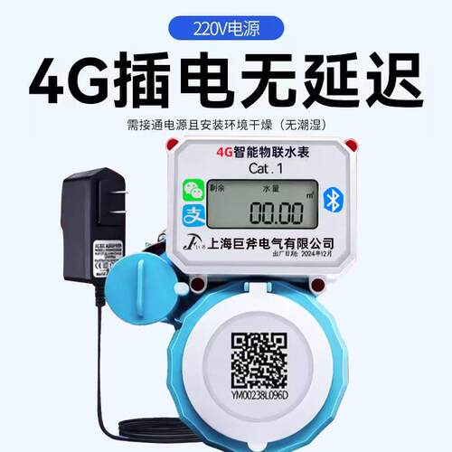 插电式 实时远程4G 智能水表家用出租房公寓智能预付费无延迟上传