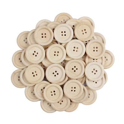 15mm/20mm/25mm 4-Holes Nature Color Wooden Buttons For Craft