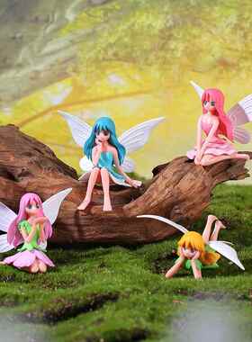 微景观卡通美丽花仙子精灵diy蛋糕装饰品配件桌面车载小摆件