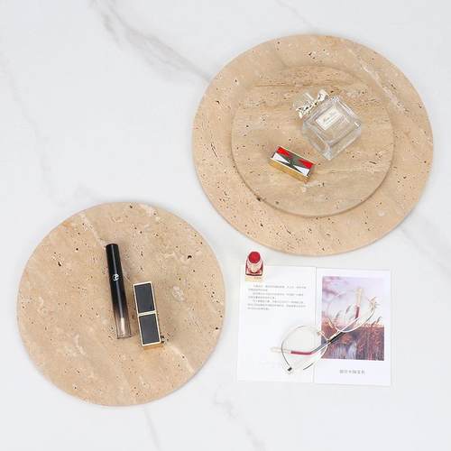 现代轻奢天然大理石甜品托盘家用洗手台浴室用品首饰珠宝收纳托盘