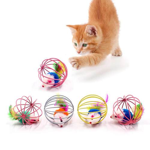 1pc Cat Toy Stick Feather Wand With Bell Mouse Cage Toys Pla