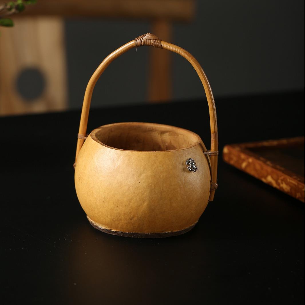 创意手工竹编葫芦提篮竹制收纳提盒干果点心盒茶具收纳篮子