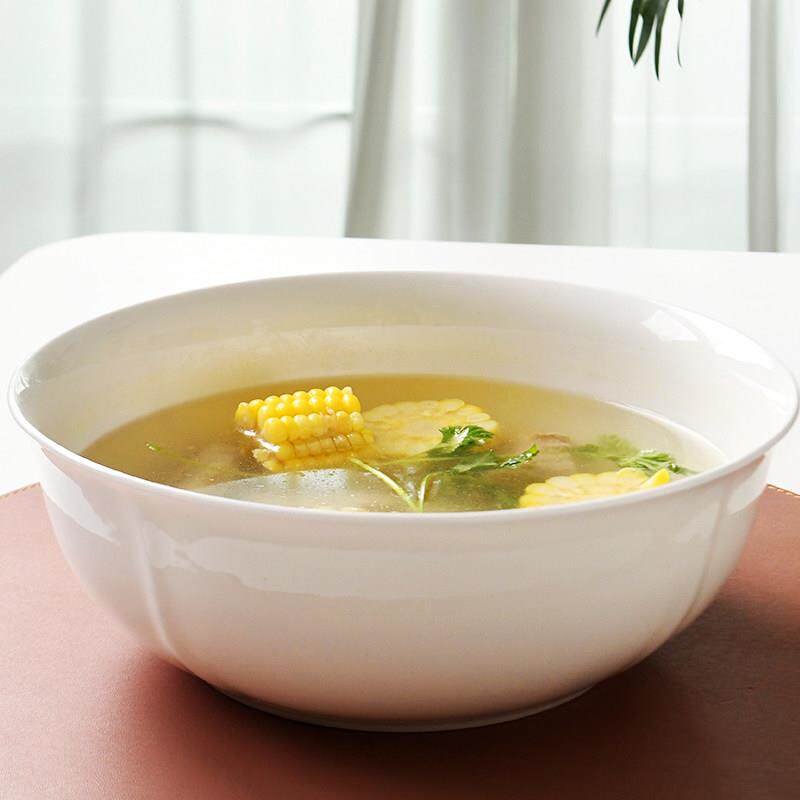 景德镇炖菜大汤碗酸菜鱼特大号面 面汤盆家用纯白骨瓷餐具宽面 面