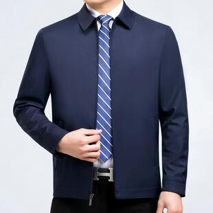 桑蚕丝夹克男春秋男季中年干薄款克中老2288年部宽松父亲士茄外套