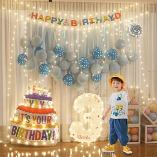 直销新款男孩宝宝儿童周岁生日装饰场景布置数字气球两二2岁3三4