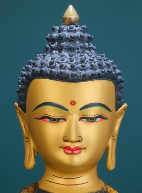 正品佛阿弥宝陀佛像尼泊黄铜手工古色鎏金鎏银密宗佛台供奉摆件尔