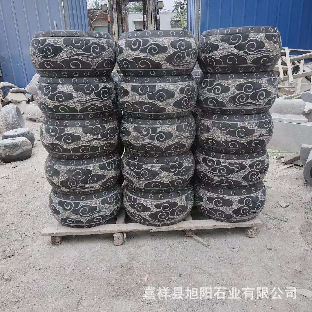 石雕柱墩石景区柱子柱墩石园林雕刻圆形柱顶石大理石柱脚底座石墩