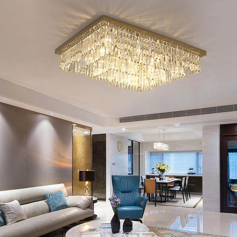 现代轻奢水晶客厅吸顶灯北欧简约长方形卧室餐厅灯具家用大气灯具