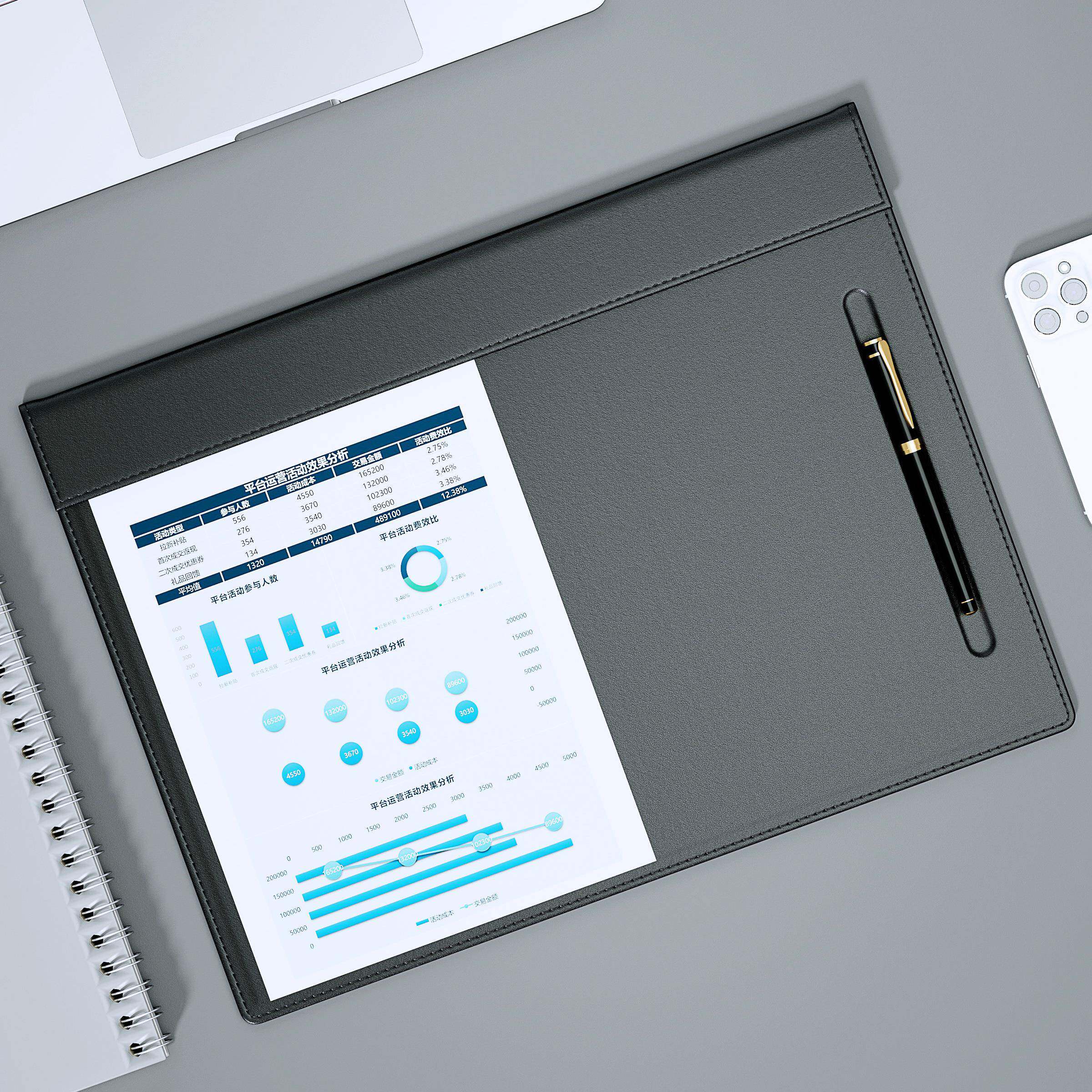 前台皮质A3写字板 案台垫板 大班台办公桌垫商务文具办公用品定